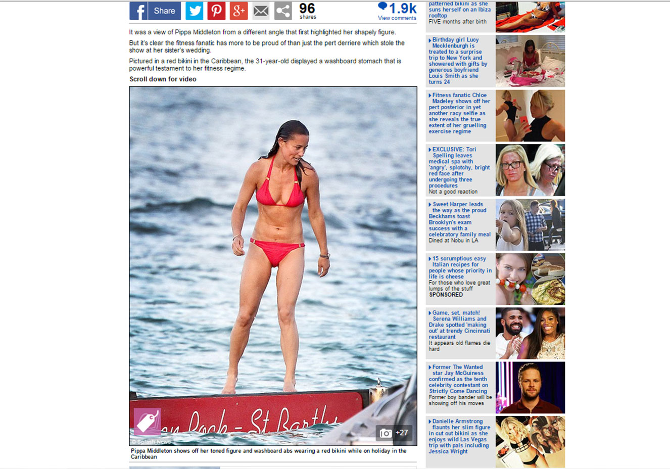 Pippa Middleton, irm&atilde; da princesa Kate, mostra abd&ocirc;men definido