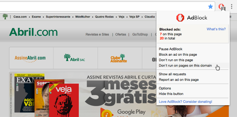 Como desativar o AdBlock