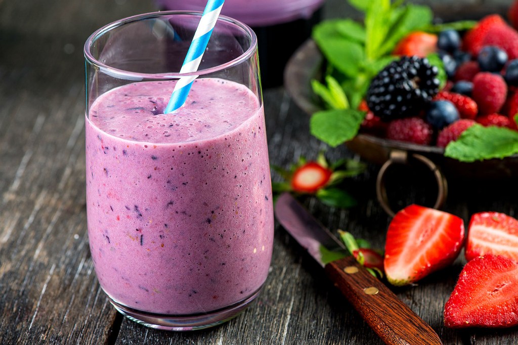 Shake de açaí e morango