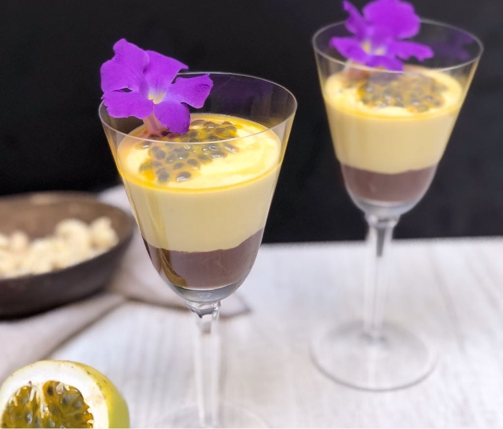 Creme de maracujá e chocolate