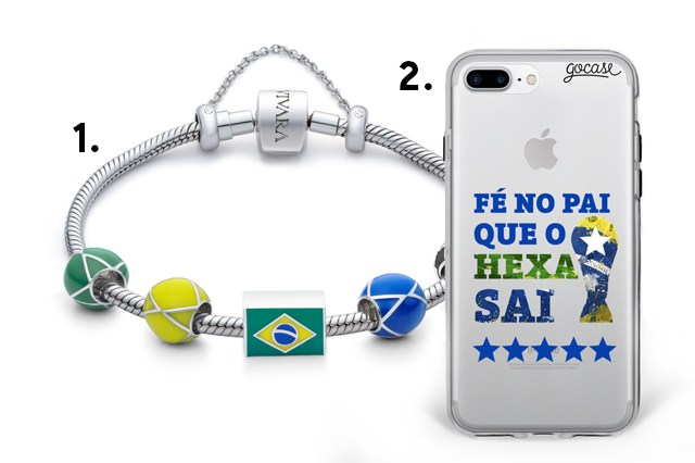 Pulseira Vivara com berloques para Copa do Mundo e case de celular Copa do Mundo: 16 peças e acessórios para usar nos jogos do Brasil