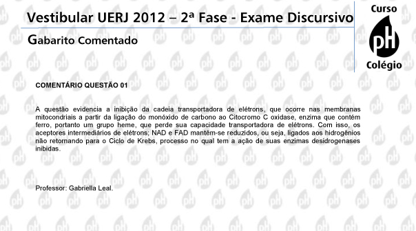 Uerj 2012 &ndash; Biologia (quest&atilde;o 1)