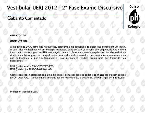 Uerj 2012 &ndash; Biologia (quest&atilde;o 5)