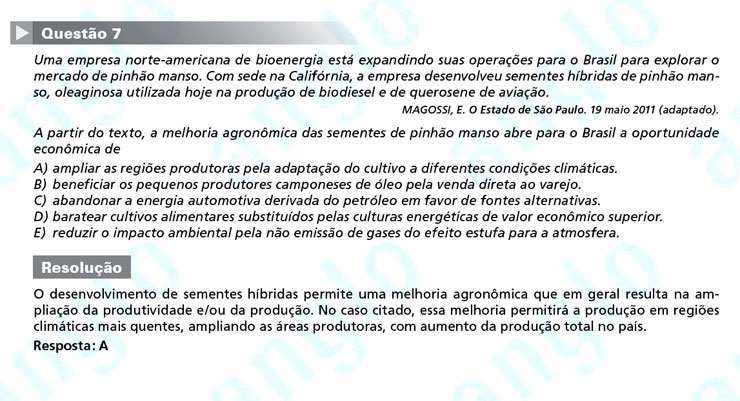 Enem 2011: Quest&atilde;o 7 &ndash; Ci&ecirc;ncias Humanas (prova azul)