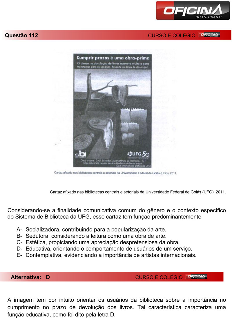 Enem 2012: corre&ccedil;&atilde;o da quest&atilde;o 112