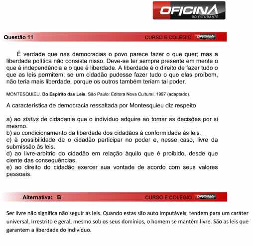 Enem 2012: corre&ccedil;&atilde;o da quest&atilde;o 11