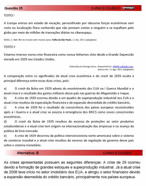 Enem 2012: corre&ccedil;&atilde;o da quest&atilde;o 25