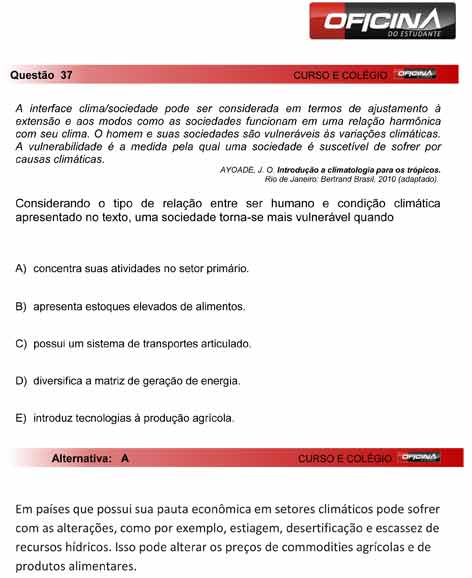 Enem 2012: corre&ccedil;&atilde;o da quest&atilde;o 37