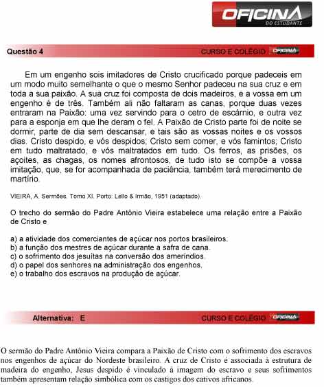 Enem 2012: corre&ccedil;&atilde;o da quest&atilde;o 4