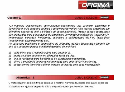 Enem 2012: corre&ccedil;&atilde;o da quest&atilde;o 63