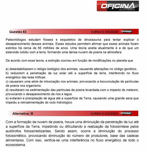 Enem 2012: corre&ccedil;&atilde;o da quest&atilde;o 83