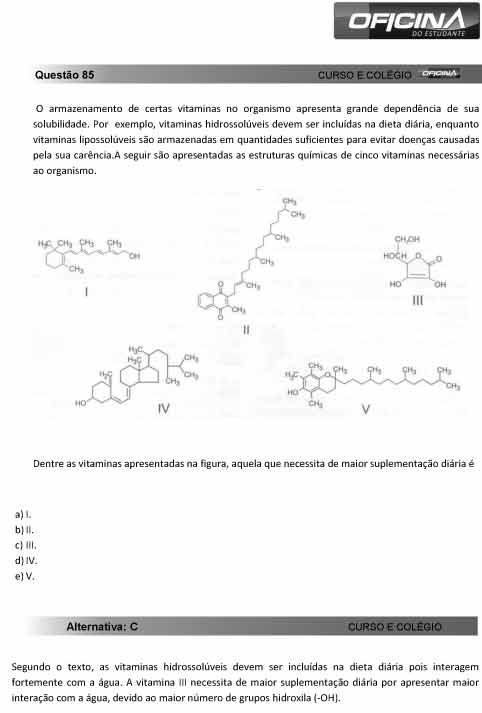 Enem 2012: corre&ccedil;&atilde;o da quest&atilde;o 85