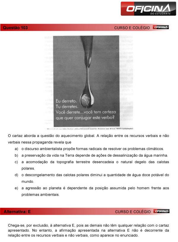 Enem 2013 – Correção da questão 103 – Linguagens e Códigos