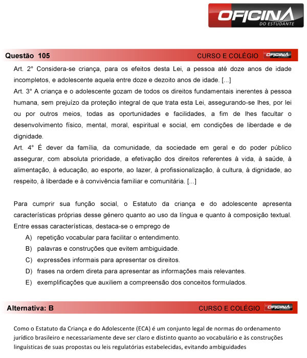 Enem 2013 – Correção da questão 105 – Linguagens e Códigos