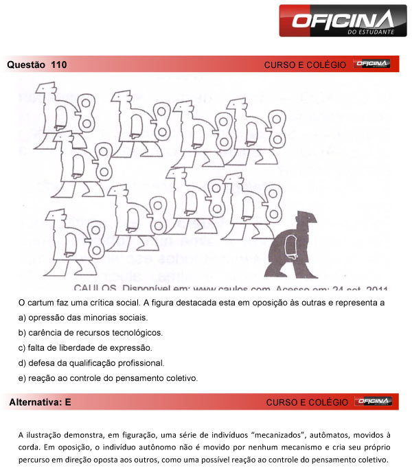 Enem 2013 – Correção da questão 110 – Linguagens e Códigos