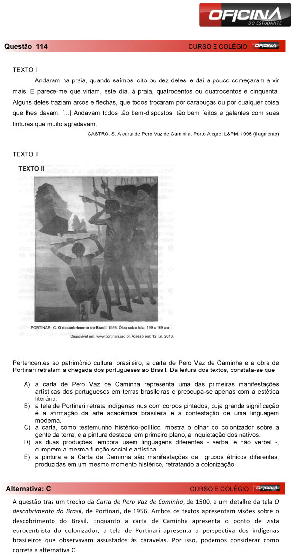 Enem 2013 &ndash; Corre&ccedil;&atilde;o da quest&atilde;o  114 &ndash; Linguagens e C&oacute;digos