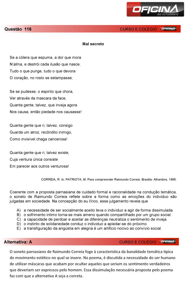 Enem 2013 – Correção da questão 116 – Linguagens e Códigos