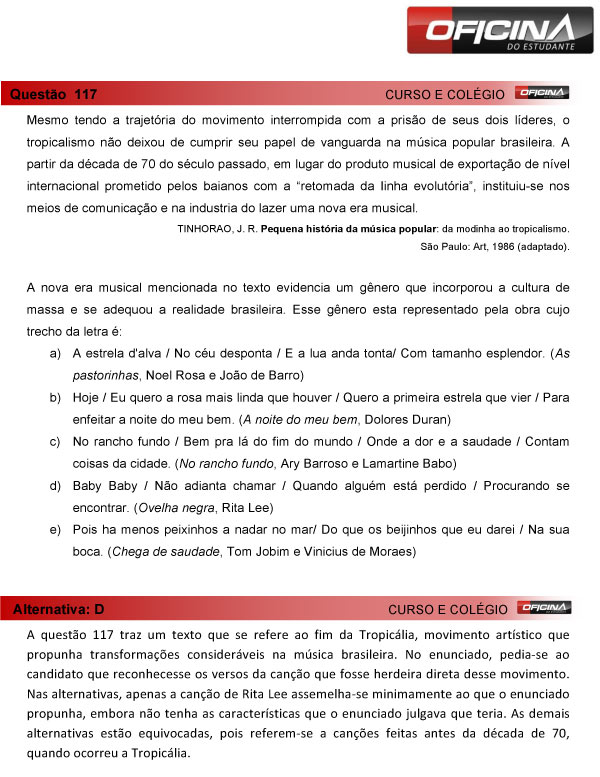 Enem 2013 &ndash; Corre&ccedil;&atilde;o da quest&atilde;o  117 &ndash; Linguagens e C&oacute;digos