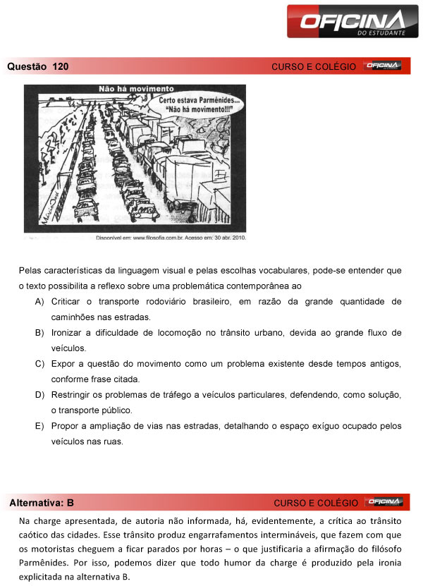 Enem 2013 – Correção da questão 120 – Linguagens e Códigos