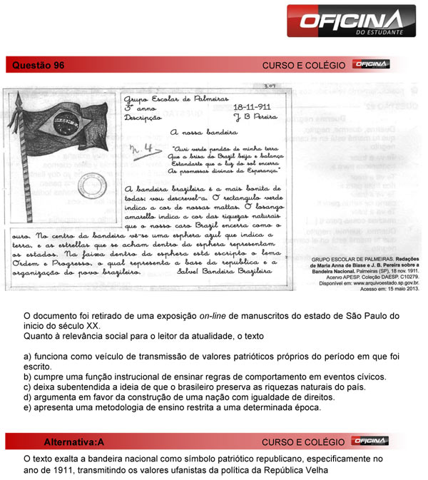 Enem 2013 – Correção da questão 96 – Linguagens e Códigos