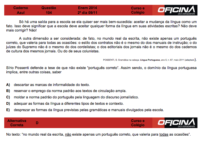 Enem 2014: correção da questão 104