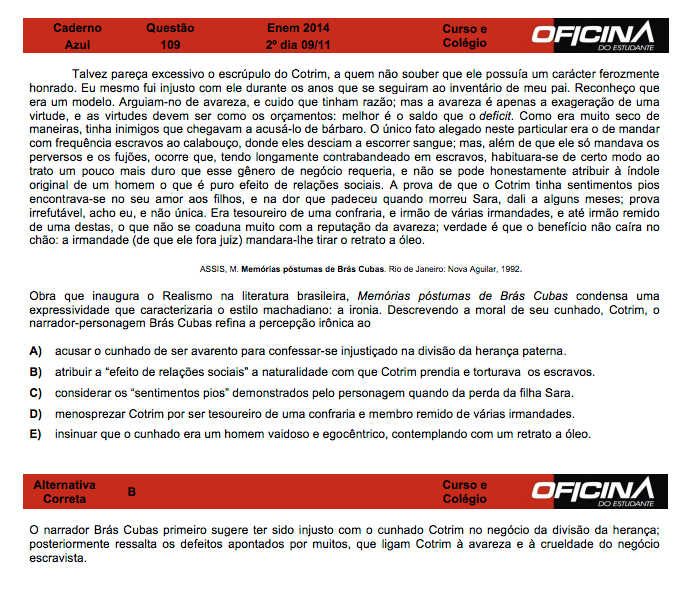 Enem 2014: correção da questão 109