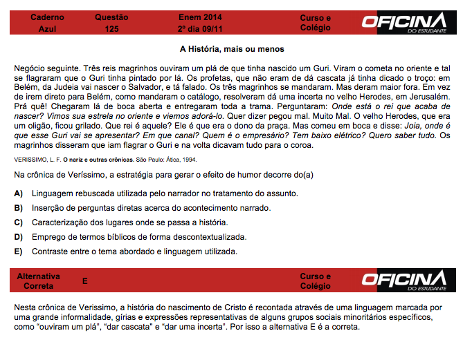 Enem 2014: correção da questão 125