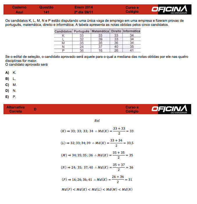 Enem 2014: correção da questão 141