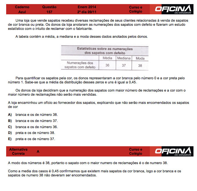 Enem 2014: correção da questão 157