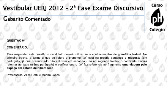 Uerj 2012 &ndash; Espanhol (quest&atilde;o 4)