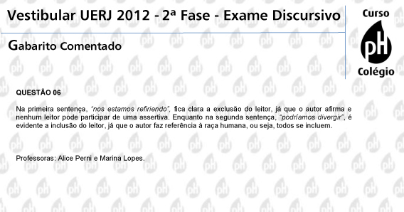 Uerj 2012 &ndash; Espanhol (quest&atilde;o 6)