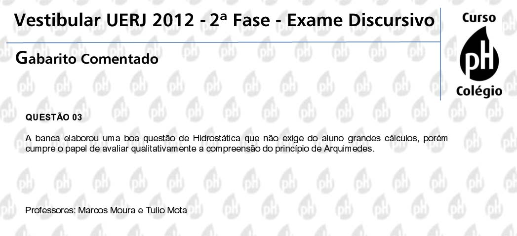 Uerj 2012 &ndash; F&iacute;sica (quest&atilde;o 3)
