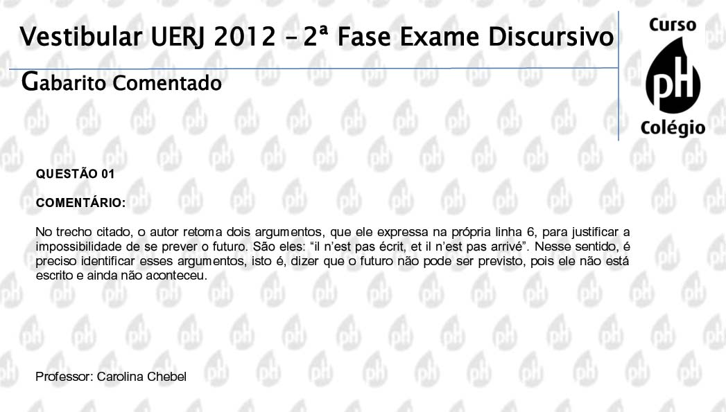 Uerj 2012 &ndash; Franc&ecirc;s (quest&atilde;o 1)
