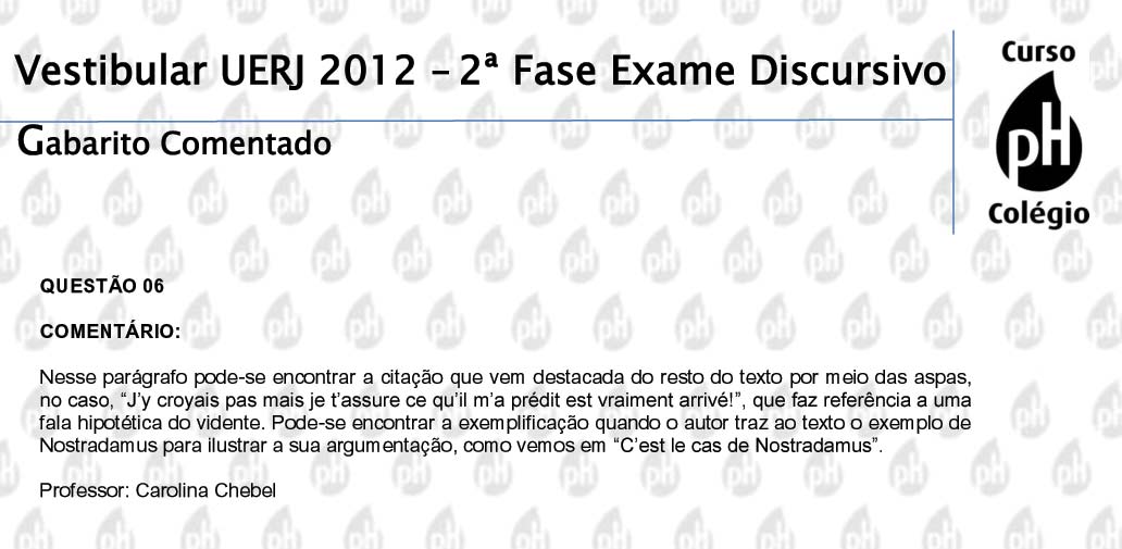 Uerj 2012 &ndash; Franc&ecirc;s (quest&atilde;o 6)