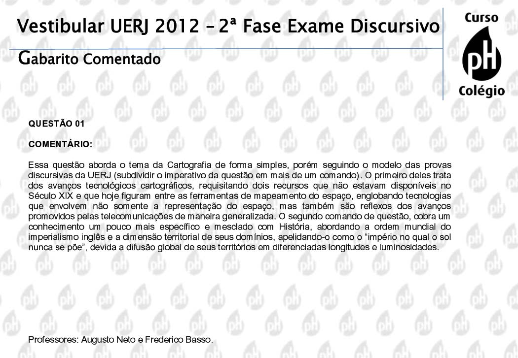 Uerj 2012 &ndash; Geografia (quest&atilde;o 1)