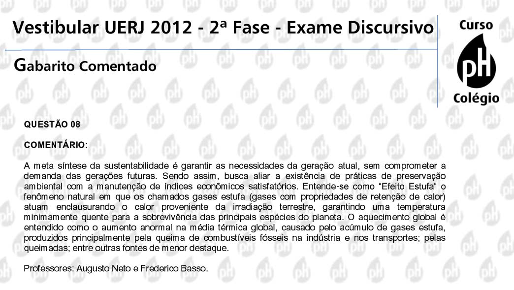 Uerj 2012 &ndash; Geografia (quest&atilde;o 8)