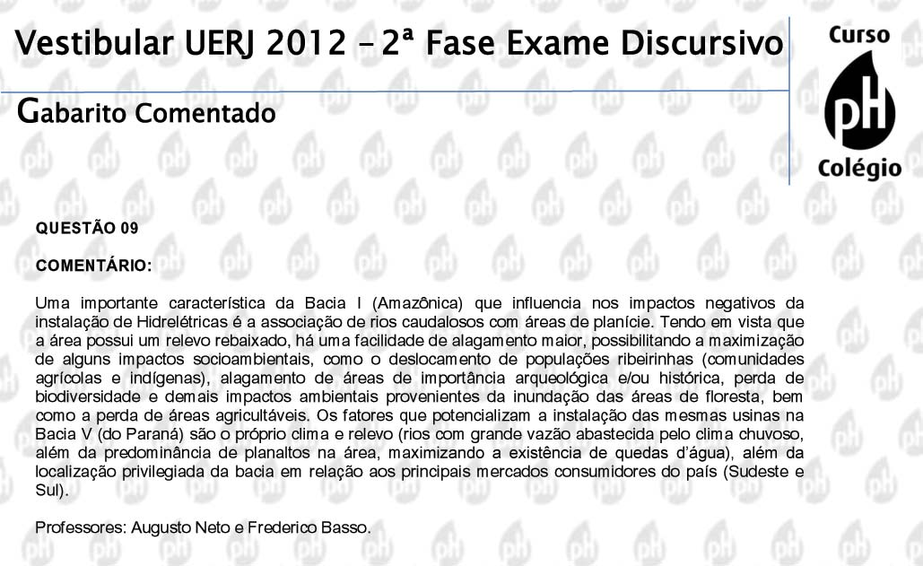 Uerj 2012 &ndash; Geografia (quest&atilde;o 9)