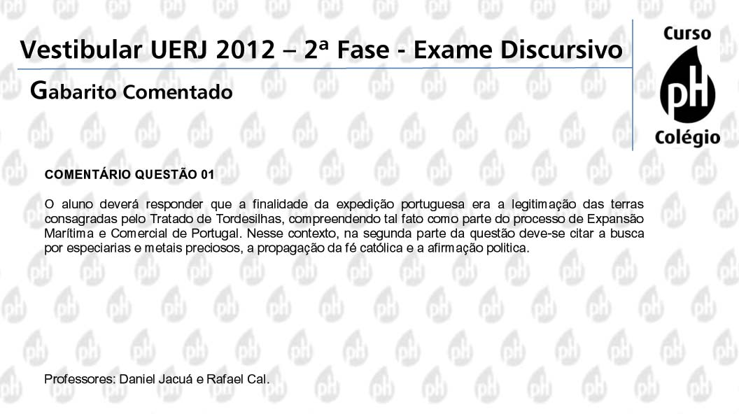 Uerj 2012 &ndash; Hist&oacute;ria (quest&atilde;o 1)