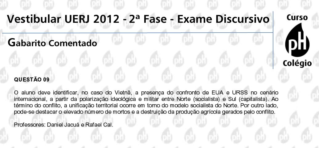 Uerj 2012 &ndash; Hist&oacute;ria (quest&atilde;o 9)