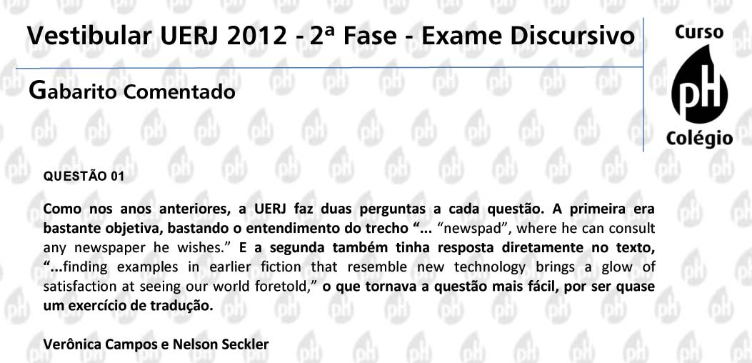 Uerj 2012 &ndash; Ingl&ecirc;s (quest&atilde;o 1)