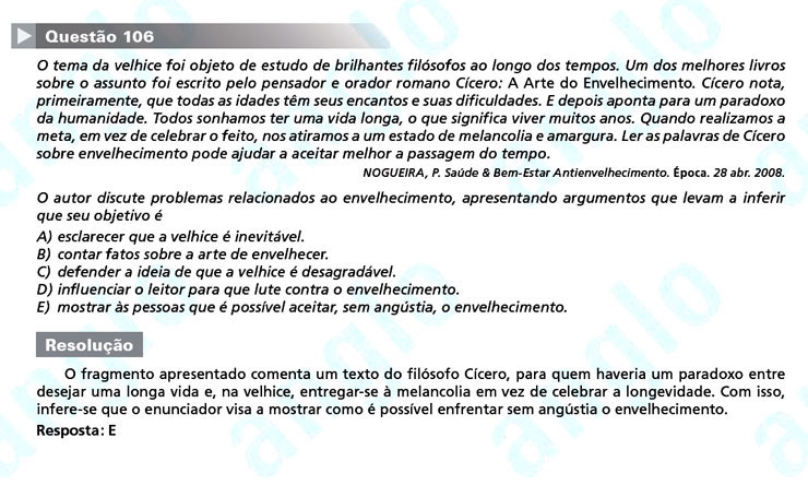 Enem 2011: Quest&atilde;o 106 &ndash; Linguagens e C&oacute;digos (prova amarela)