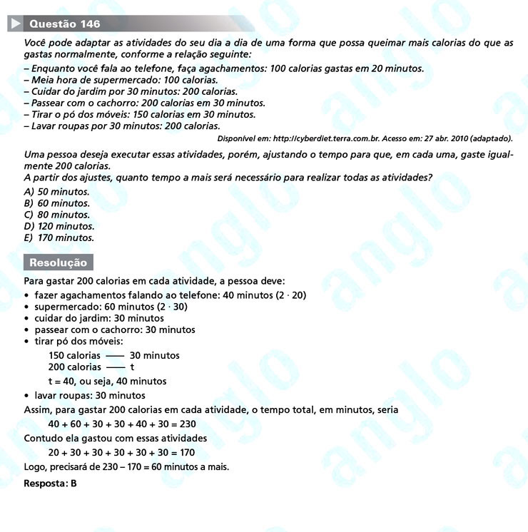 Enem 2011: Quest&atilde;o 146 &ndash; Matem&aacute;tica (prova amarela)