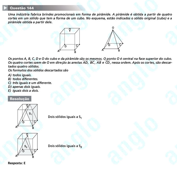 Enem 2011: Quest&atilde;o 144 &ndash; Matem&aacute;tica (prova amarela)