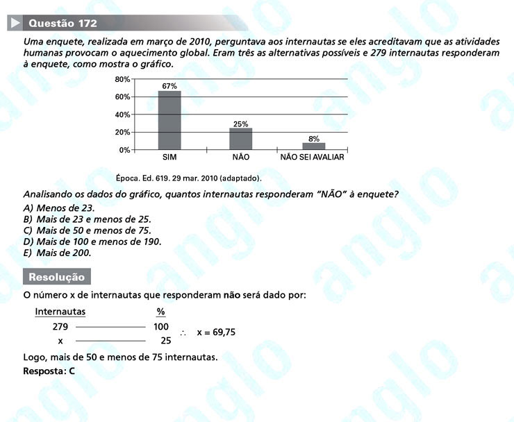Enem 2011: Quest&atilde;o 172 &ndash; Matem&aacute;tica (prova amarela)