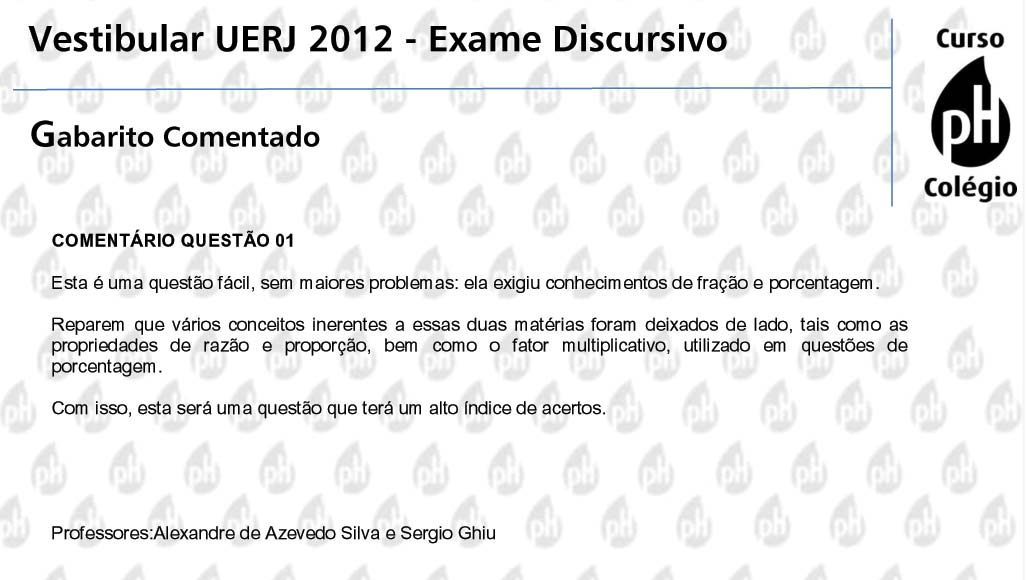 Uerj 2012 &ndash; Matem&aacute;tica (quest&atilde;o 1)