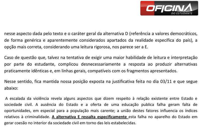 Veja comentário sobre a questão 13 da prova amarela do Enem 2012