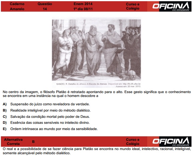 Enem 2014: corre&ccedil;&atilde;o da quest&atilde;o 14