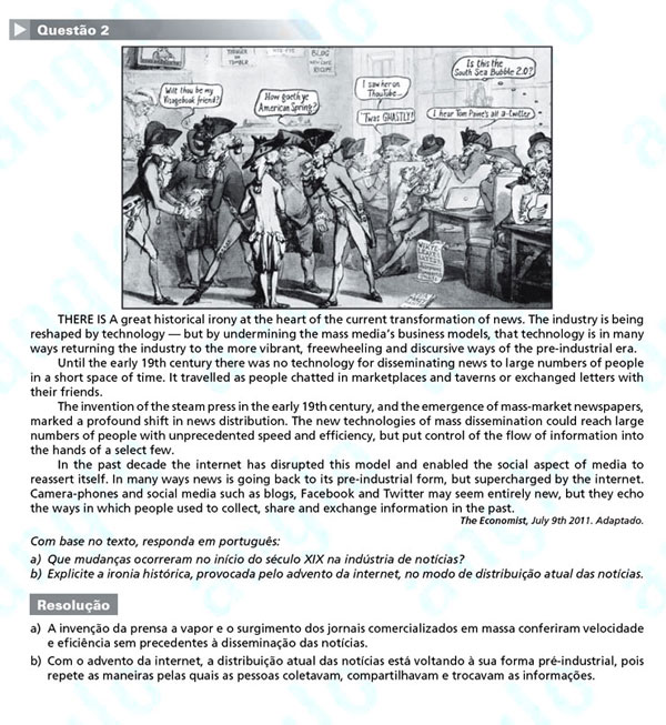 Fuvest 2012: Quest&atilde;o 2 (segunda fase) &ndash; conhecimentos gerais