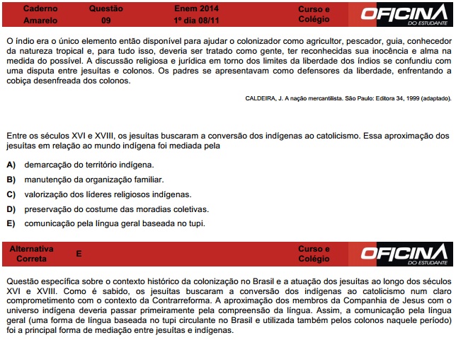 Enem 2014: corre&ccedil;&atilde;o da quest&atilde;o 9
