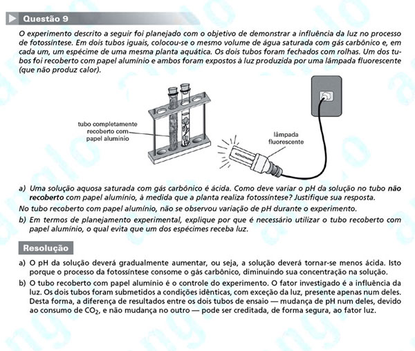 Fuvest 2012: Questão 9 (segunda fase) – conhecimentos gerais